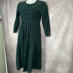Vtg‎ Fads Midi Corduroy Dress Crochet Trim Cottagecore Prairiecore Sz 10 Pockets